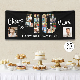 40e Verjaardag Nummer 25 Fotocollage Proost Spandoek