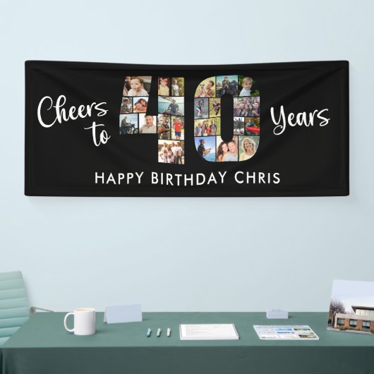 40e verjaardag nummer 40 foto collage juichen spandoek (Beurs)