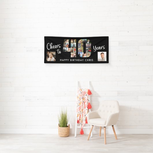 40e verjaardag nummer 40 foto collage juichen spandoek (Insitu)