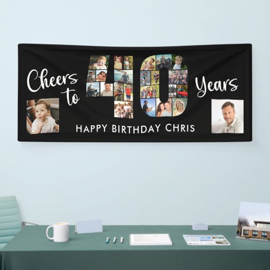 40e verjaardag nummer 40 foto collage juichen spandoek (Beurs)
