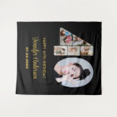40e verjaardag nummer 40 Fotocollage Modern Zwart Wandkleed (Voorkant (horizontaal))