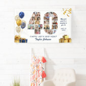 40e verjaardag Nummer 40 Fotocollage Wit Goud Spandoek (Insitu)