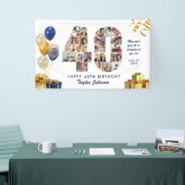 40e verjaardag Nummer 40 Fotocollage Wit Goud Spandoek (Beurs)