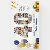 40e verjaardag Nummer 40 Fotocollage Wit Goud Spandoek (Verticaal)