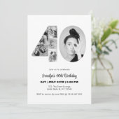 40e verjaardag nummer 40 fotocollage zwart wit kaart (Staand voorkant)