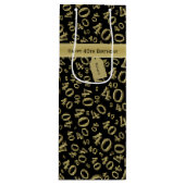 40e verjaardag Nummer patroongoud/zwart 40 Wijn Cadeautas (Voorkant)