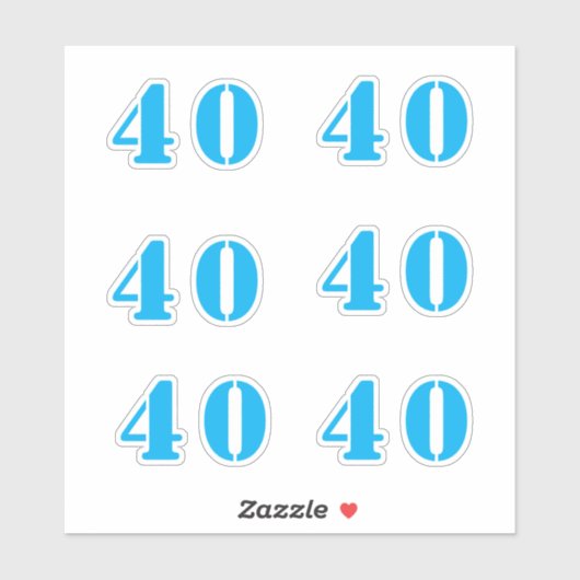 40e verjaardag nummer veertig aangepaste leeftijd  sticker (Vel)