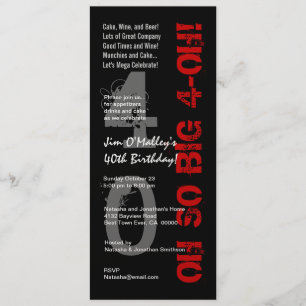 40e verjaardag Oh zo groot 4 Oh rood zwart metaal Kaart