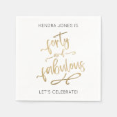 40e verjaardag op maat gesneden Gold Glitter Napki Servet (Voorkant)