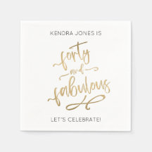 40e verjaardag op maat gesneden Gold Glitter Napki