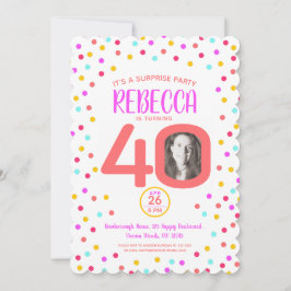 40e verjaardag op maat van foto kleurrijk koraal kaart