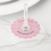 40e verjaardag op maat van sneeuwvlokken wijnglaslabel (Dichtbij)