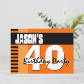 40e verjaardag Oranje en zwarte strepen Kaart (Staand voorkant)