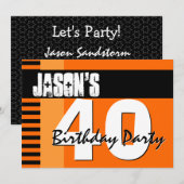 40e verjaardag Oranje en zwarte strepen Kaart (Voorkant / Achterkant)
