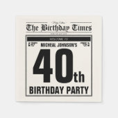 40e verjaardag oude krant grappige unieke custom servet (Voorkant)