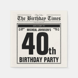 40e verjaardag oude krant grappige unieke custom servet