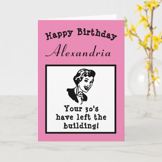 40e verjaardag over de heuvel grappig gepersonalis kaart (Gele Bloem)