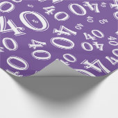 40e verjaardag Paars en wit nummerpatroon 40 Cadeaupapier (Hoek)
