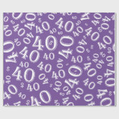 40e verjaardag Paars en wit nummerpatroon 40 Cadeaupapier (Vlak)