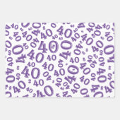 40e verjaardag Paars en wit nummerpatroon 40 Inpakpapier Vel (Voorkant 2)