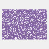 40e verjaardag Paars en wit nummerpatroon 40 Inpakpapier Vel (Voorkant 2)