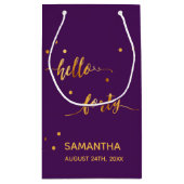 40e verjaardag paars goud hallo 40 naamscript klein cadeauzakje (Achterkant)