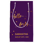 40e verjaardag paars goud hallo 40 naamscript klein cadeauzakje (Voorkant)