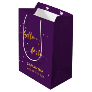 40e verjaardag paars goud hallo 40 naamscript medium cadeauzakje