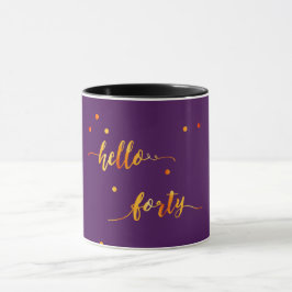 40e verjaardag paars goud hallo 40 typografie mok