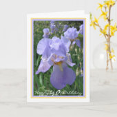 40e verjaardag Paars Iris Elegant Golden Lijst Kaart (Gele Bloem)