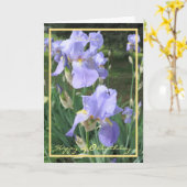 40e verjaardag Paars Irisant Gold Lijst Kaart (Gele Bloem)
