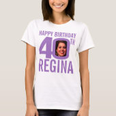 40e verjaardag paarse aangepaste naam foto templat t-shirt (Voorkant)
