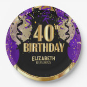40e verjaardag - Paarse ballonnen Papieren Bordje (Voorkant)