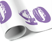 40e verjaardag, paarse en witte tekst op wit. cadeaupapier (Rol Hoek)