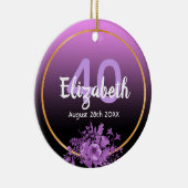 40e verjaardag paarse florale naam keramisch ornament (Rechts)