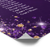 40e verjaardag paarse glitter zitkaart poster (Hoek)