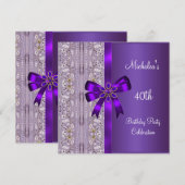 40e verjaardag Paarse gouden darmbek Kaart (Voorkant / Achterkant)