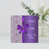40e verjaardag Paarse gouden darmbek Kaart (Staand voorkant)