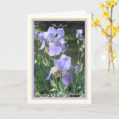 40e verjaardag Paarse Irises Elegant Golden Lijst Kaart (Gele Bloem)