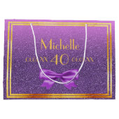 40e verjaardag paarse roze glitter naam groot cadeauzakje (Achterkant)