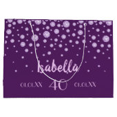 40e verjaardag paarse roze naam diamanten groot cadeauzakje (Achterkant)