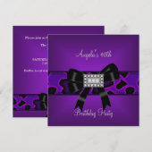 40e verjaardag Paarse Wilde Black Bow Diamonds Kaart (Voorkant / Achterkant)