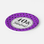 40e verjaardag Paarse witte zwarte Stippen Papieren Bordje (Gekanteld)