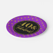40e verjaardag Paarse zwarte Stippen Papieren Bordje (Gekanteld)