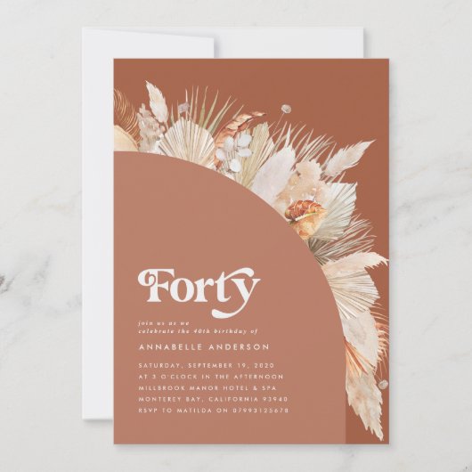 40e verjaardag pampas gracotta moderne boog (Voorkant)