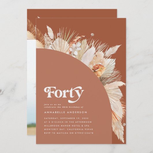 40e verjaardag pampas gracotta moderne boog (Voorkant / Achterkant)