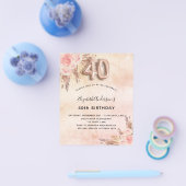 40e verjaardag pampas gras roos begrotingsuitnodig flyer (Enkel)