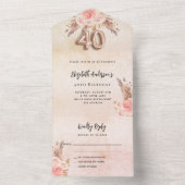 40e verjaardag pampas gras roze roos florals RSVP All In One Uitnodiging (Binnen)
