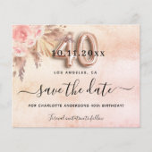 40e verjaardag pampas roos budget save the date flyer (Voorkant)