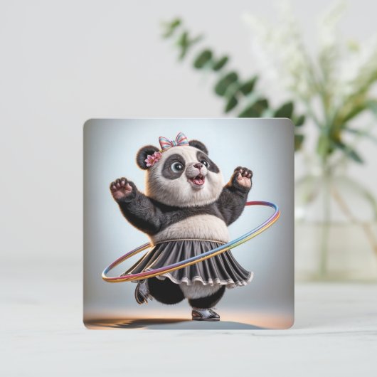40e verjaardag Panda Beer met Hula Hoop Kaart (Staand voorkant)
